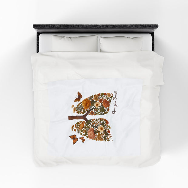 Revive Your Breath – Floral Lungs & Butterflies Blanket | Botanical Healing Throw for Comfort & Wellness - Revive Your Breath