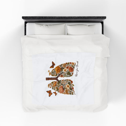 Revive Your Breath – Floral Lungs & Butterflies Blanket | Botanical Healing Throw for Comfort & Wellness - Revive Your Breath