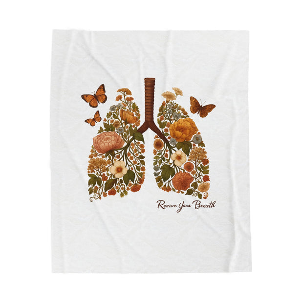 Revive Your Breath – Floral Lungs & Butterflies Blanket | Botanical Healing Throw for Comfort & Wellness - Revive Your Breath