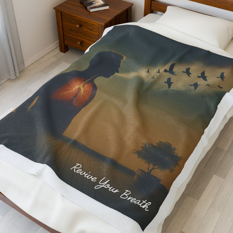 Revive Your Breath – Inspirational Lungs & Birds Blanket | Motivational Healing Throw for Wellness & Relaxation