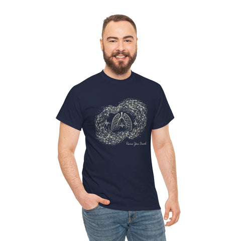 Revive Your Breath – Cosmic Lung Tee | Galaxy - Inspired Respiratory Wellness T-Shirt with Heartbeat Design